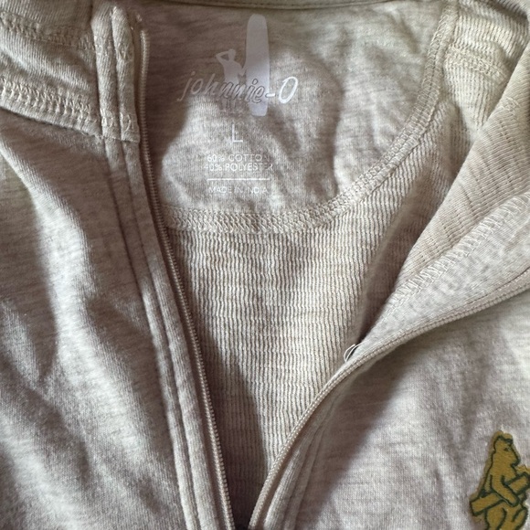 Johnny-O half zip classic patch logo oatmeal peach undertone size Large - Picture 5 of 5